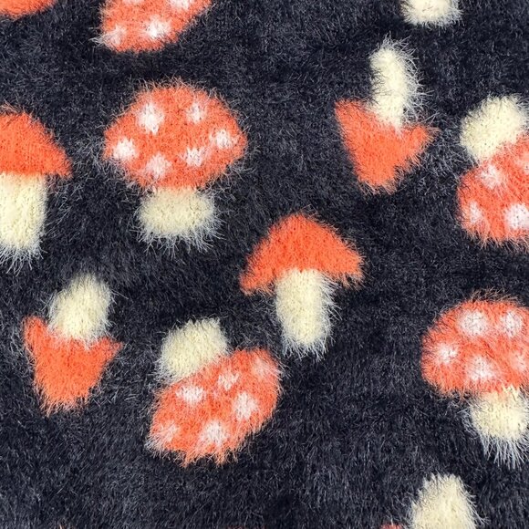 Mushroom Beanie Winter Sock Hat Fuzzy Childs One Size Kids Orange Black - Picture 4 of 8